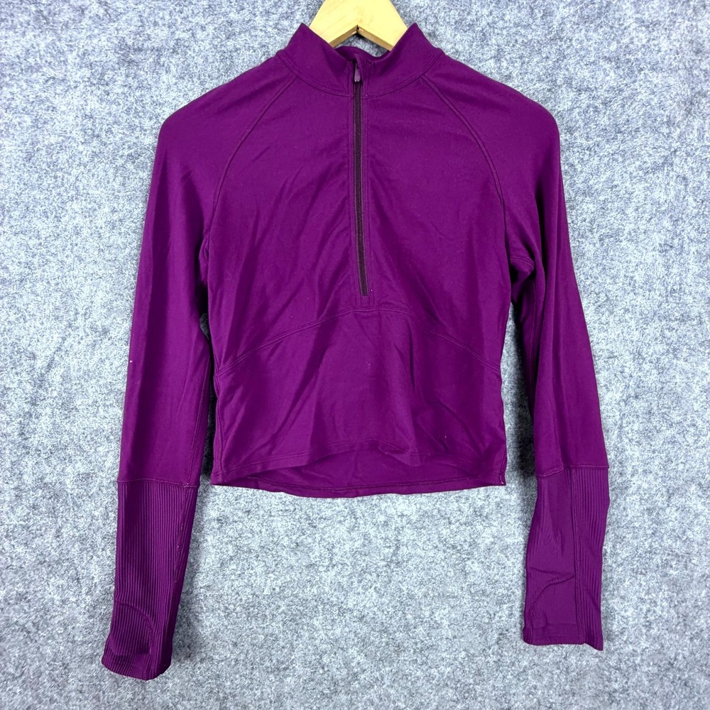 Lululemon It's Rulu Cropped Top Womens Magenta Purple Half Zip Workout Yoga Run